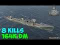 World of WarShips | Kamikaze | 8 KILLS | 164K Damage - Replay Gameplay 4K 60 fps