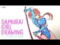 How to draw Samurai Girl | Manga Style | Cyber Punk | anime character | ep-292