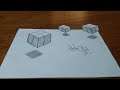 HOW TO DRAW 3D FLOATING CUBE STEP BY STEP | Drawing Tech