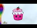 How to Draw Cupcake Strawberry Easy and Color a Cupcake