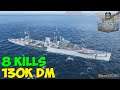 World of WarShips | Leander | 8 KILLS | 130K Damage - Replay Gameplay 4K 60 fps