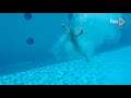 Roseline Filion One-Piece Red Swimsuit Body Underwater Swimming Pool Scene