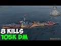 World of WarShips | Fujin | 8 KILLS | 105K Damage -  Replay Gameplay 4K 60 fps