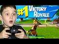 HELPING 9 YR OLD WIN FIRST FORTNITE GAME!!!!