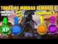 LOCALIZAÇÃO DE TODAS AS MOEDAS DE XP SEMANA 8!!! - FORTNITE TEMPORADA 5