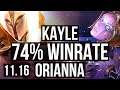 KAYLE vs ORIANNA (MID) | 74% winrate, Legendary, 10/2/3 | NA Master | v11.16