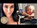 Birdie DEVOURS Chef Brie’s eggplant enchiladas!