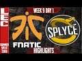 FNC vs SPY Highlights | LEC Summer 2019 Week 9 Day 1 | Fnatic vs Splyce