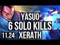 YASUO & Galio vs XERATH & Sona (ADC) | 6 solo kills, 1.2M mastery, Godlike | BR Grandmaster | 11.24