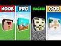 Minecraft NOOB vs. PRO vs. HACKER vs GOD : PLAYER HEAD HOUSE BUILD CHALLENGE in Minecraft!