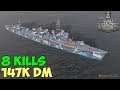 World of WarShips | Akatsuki | 8 KILLS | 147K Damage -  Replay Gameplay 4K 60 fps