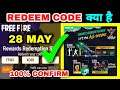 FFWS REDEEM CODE FREE FIRE 28 MAY | today redeem code for free fire india