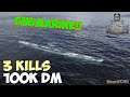World of WarShips | U-69 | 3 KILLS | 100K Damage - Submarine Replay Gameplay 4K 60 fps
