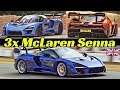 3x McLaren Senna (P15) in Action! - MASSIVE Burnouts, Max Attack & 790Hp V8 Twin Turbo Engine Sound!