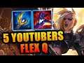 RANKED FLEX CON 5 YOUTUBERS! FULL TRYHARD GAME! lol