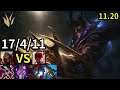 Zed Jungle vs Lee Sin - KR Master | Patch 11.20