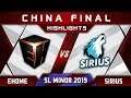 Ehome vs Sirius CN Final Starladder ImbaTV Minor 2019 Highlights Dota 2