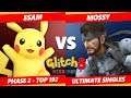 Glitch 8 SSBU - PG | ESAM (Pikachu) Vs. Mossy (Snake) Smash Ultimate Tournament Top 192