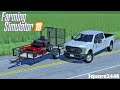 Exmark Lazer Z Mowing Lawns | Lawn Care | 2020 F250 Pickup | Utility Trailer | FS19