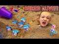 Buried Alive in the World's Biggest Kinetic Sand Box!!! Scavenger Hunt With Fingerling Minis Toys!!