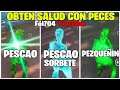 RECUPERA SALUD CON UN PEZQUEÑIN UN PESCAO Y UN PESCAO SORBETE fortnite Desafios tiro con truco