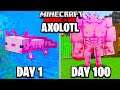 I Survived 100 Days as an AXOLOTL in Hardcore Minecraft...
