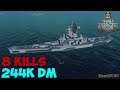 World of WarShips | Massachusetts | 8 KILLS | 244K Damage - Replay Gameplay 4K 60 fps