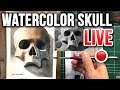 Painting a Skull in Watercolor - LIVE! ✍️🔴