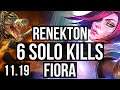 RENEKTON vs FIORA (TOP) (DEFEAT) | 6 solo kills, 1.5M mastery | EUW Diamond | v11.19