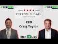 Defense Metals Corp CEO Craig Taylor (TSXV: DEFN) (OTCQB: DFMTF) (FSE: 35D)
