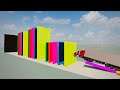 Brick Cars Jump into Colored Walls in Rainbow Highway | Teardown