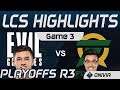 EG vs FLY Highlights Game 3 Playoffs R3 LCS Spring 2020 Evil Geniuses vs Flyquest by Onivia