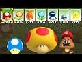 What happens when a Mega Mushroom, a Mini Mushroom and a Goomba uses Mario's Power-Ups?