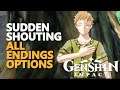 Sudden Shouting all endings options Genshin Impact (Albert Questions)
