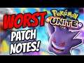 Pokémon UNITE Patch Notes are THE WORST PATCH NOTES EVER! *RANT*
