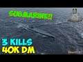 World of WarShips | Cachalot | 3 KILLS | 40K Damage - Submarine Replay Gameplay 4K 60 fps