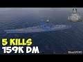 World of WarShips | Yamato | 5 KILLS | 159K Damage - Replay Gameplay 4K 60 fps