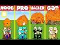 Minecraft Battle: LAVA BLOCK BASE HOUSE BUILD CHALLENGE - NOOB vs PRO vs HACKER vs GOD / Animation