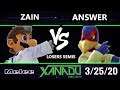 S@X Online 346 Losers Semis - Zain (Luigi, Peach, Samus, Marth, Dr. Mario) Vs. Answer (Falco) SSBM