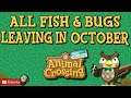 ACNH FISH AND BUGS LEAVING IN OCTOBER: Animal Crossing New Horizons OCTOBER Fish & Bugs