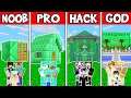 Minecraft: EMERALD HOUSE BUILD CHALLENGE - NOOB vs PRO vs HACKER vs GOD in Minecraft Animation
