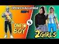 মেয়েরা যখন ছেলেদেরকে চ্যালেঞ্জ করে | One Boy vs Two Girls | custom challenge solo vs duo in |