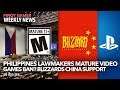 Philippines Lawmakers Mature Video Games Ban? Blizzards China Support Backlash +  PUBG M 0.15.0