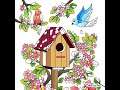 Coloring Fun By Number - Red Bird And Blue Bird With The Birdhouse Also With Pink Flowers Pics