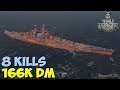 World of WarShips | Alsace | 8 KILLS | 166K Damage - Replay Gameplay 4K 60 fps
