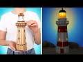 Construcción del faro del Cabo Palliser a partir de piezas de madera