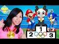 Combo and Ryan's mommy compete in Tokyo Olympic with Mario and Sonic!