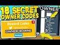 ALL 18 SECRET OWNER CODES IN SABER SIMULATOR! *FREE CROWNS* Roblox