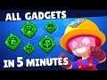 ALL BRAWLERS GADGETS GAMEPLAY IN 5 MINUTES ! Brawl Stars update March 2020