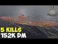 World of WarShips | Implacable | 5 KILLS | 152K Damage -  Replay Gameplay 4K 60 fps